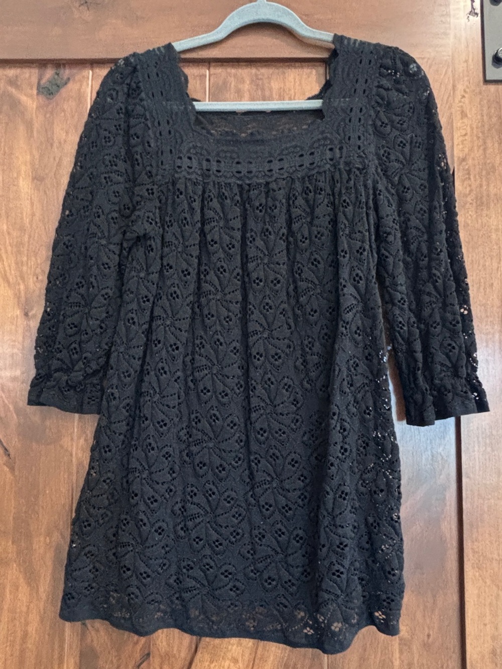 Anna Sui Black Lace Long Sleeve Dress
